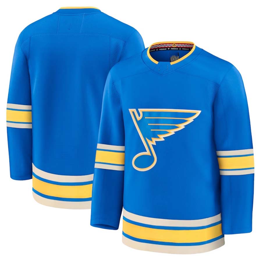 St.L.Blues Fanatics Alternate Premium Jersey - Blue Stitched American Hockey Jerseys