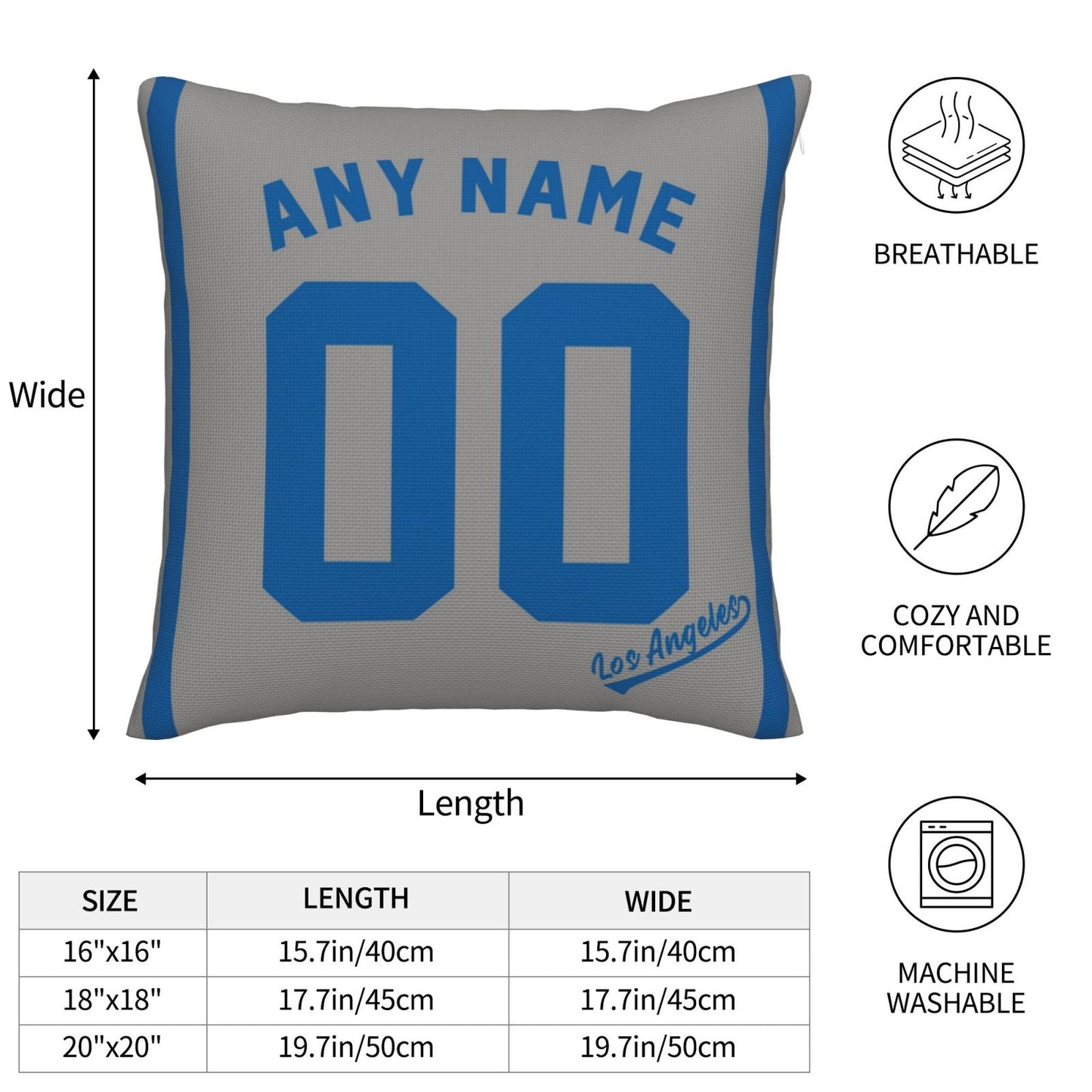 Custom Los Angeles Dodgers Pillow Decorative Throw Pillow Case - Print Personalized Football Team Fans Name & Number Birthday Gift Football Pillows
