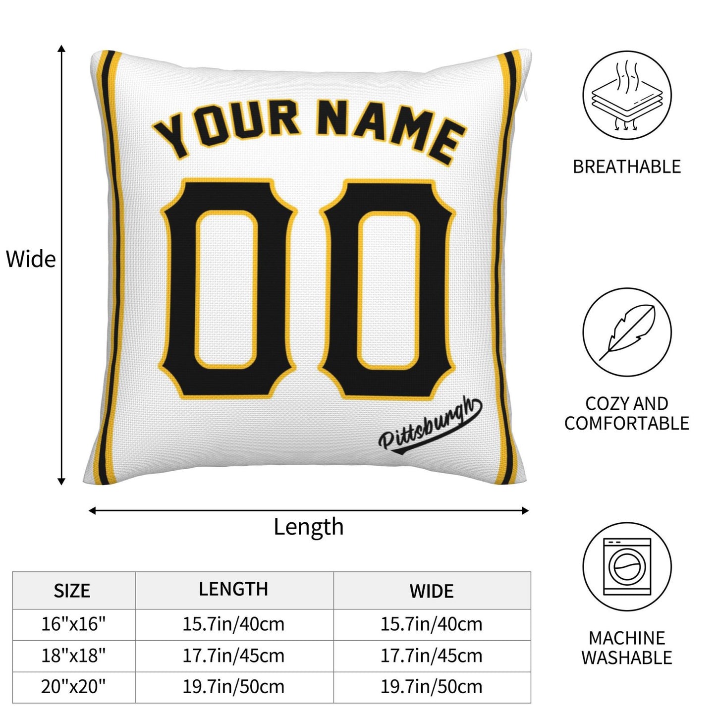 Custom Pittsburgh Pirates Pillow Decorative Throw Pillow Case - Print Personalized Football Team Fans Name & Number Birthday Gift Football Pillows