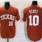 T.Longhorns #10 Mia Scott Orange 2025 Softball National Champions Stitched American College Jerseys