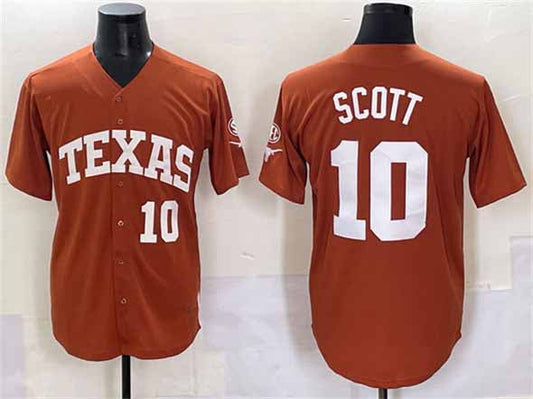 T.Longhorns #10 Mia Scott Orange Stitched American College Jerseys
