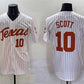T.Longhorns #10 Mia Scott White Pinstripe 2025 World Series Stitched American College Jerseys
