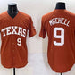 T.Longhorns #9 Joley Mitchell Orange 2025 Softball National Champions Stitched American College Jerseys