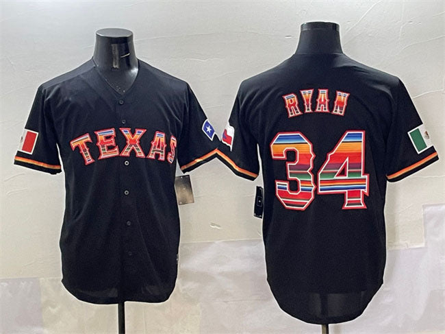 Texas Rangers #34 Nolan Ryan Black Mexico Limited Stitched Baseball Jersey