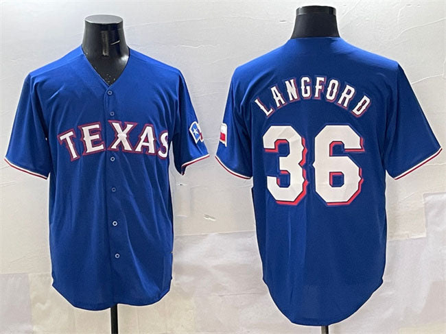 Texas Rangers #36 Wyatt Langford Royal Cool Base Limited Stitched Baseball Jersey