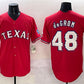 Texas Rangers #48 Jacob deGrom Red With Patch Cool Base Stitched Baseball Jersey