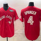 Toronto Blue Jays #4 George Springer Red 2025 World Series Cool Base Stitched Baseball Jersey