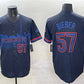 Toronto Blue Jays #57 Shane Bieber Navy 2024 City Connect Limited Stitched Baseball Jersey