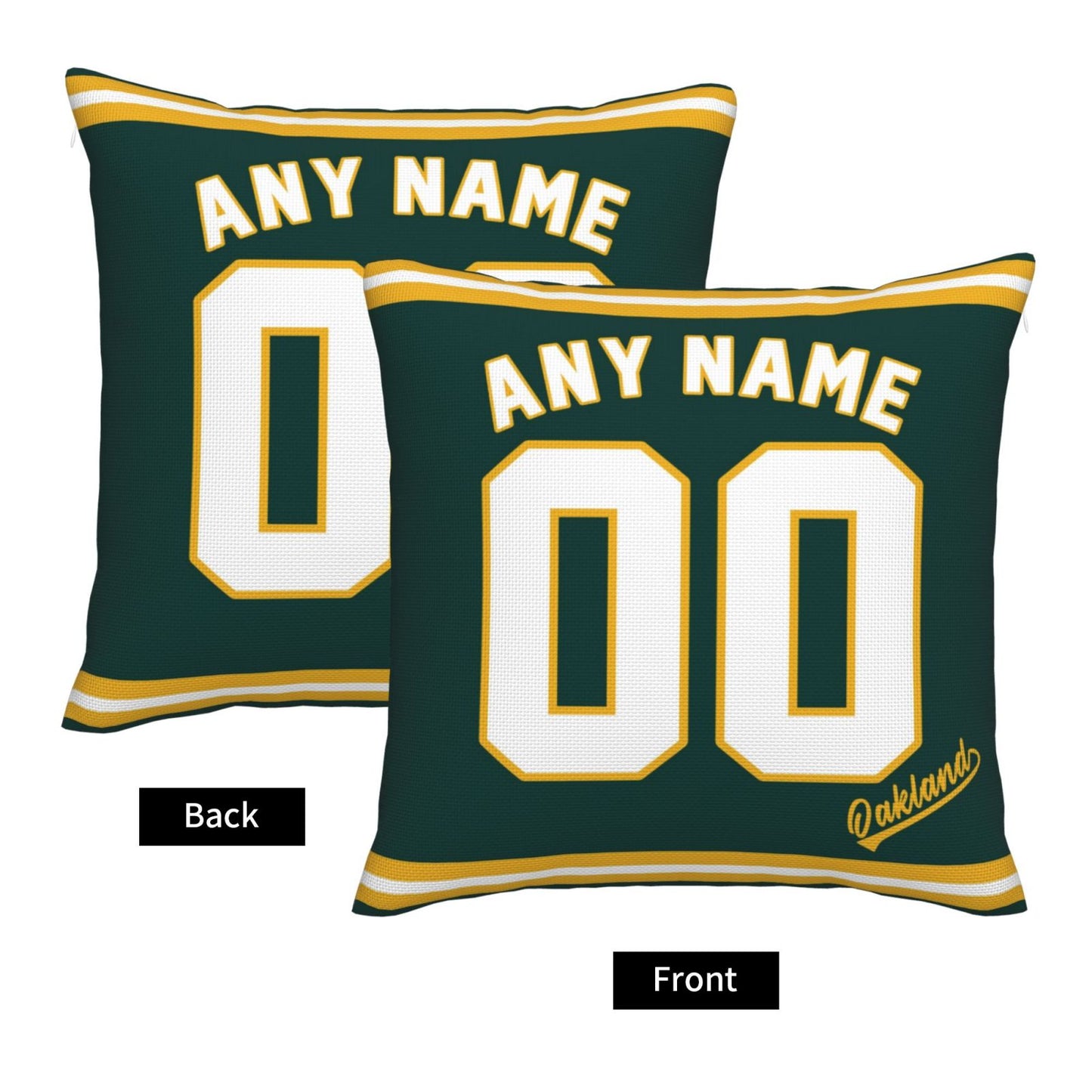 Custom Oakland Athletics Pillow Decorative Throw Pillow Case - Print Personalized Football Team Fans Name & Number Birthday Gift Football Pillows