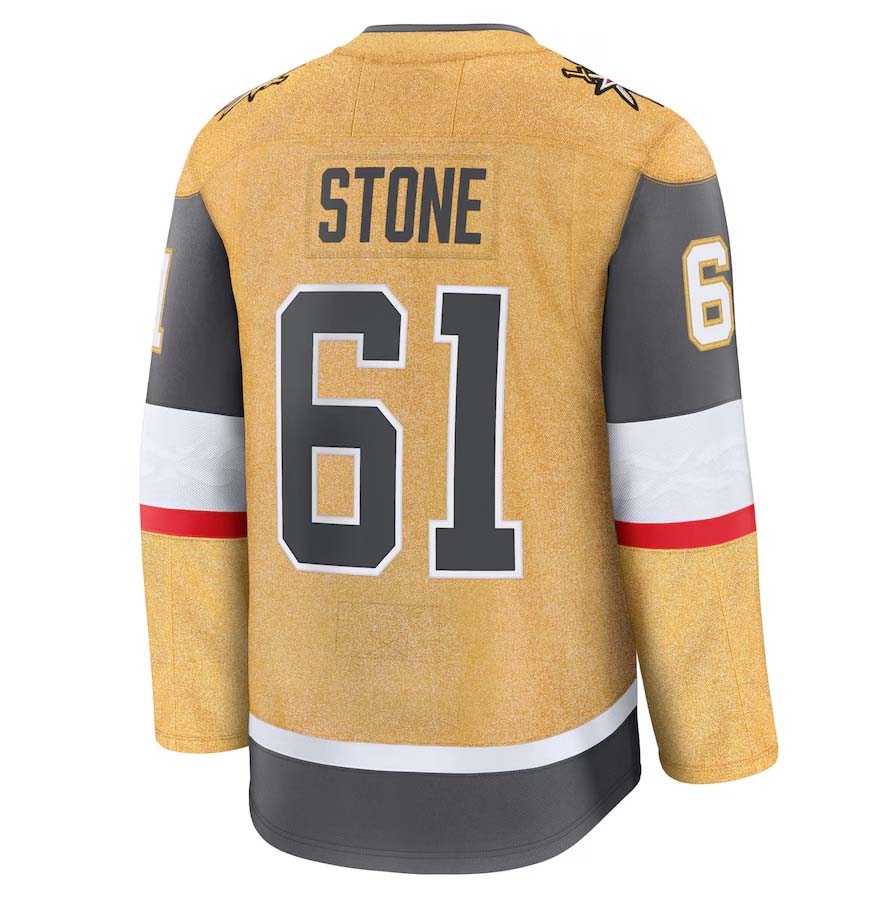 V.Golden Knights #61 Mark Stone Fanatics Home Premium Jersey - Gold Stitched American Hockey Jerseys