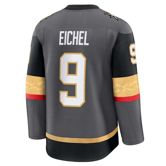 V.Golden Knights #9 Jack Eichel Fanatics Alternate Premium Jersey - Gray Stitched American Hockey Jerseys