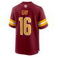 W.Commanders #16 Matt Gay Burgundy Team Game Stitched American Football Jerseys