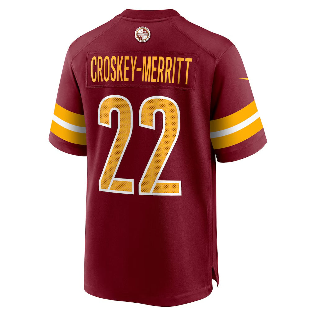 W.Commanders #22 Jacory Croskey-Merritt Burgundy Team Game Stitched American Football Jerseys