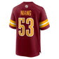 W.Commanders #53 Lucas Niang Burgundy Team Game Stitched American Football Jerseys