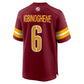 W.Commanders #6 Noah Igbinoghene Burgundy Team Game Stitched American Football Jerseys