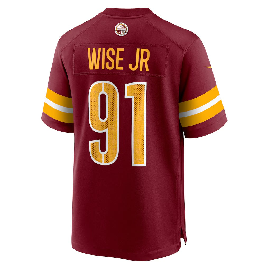 W.Commanders #91 Deatrich Wise Jr. Burgundy Team Game Stitched American Football Jerseys