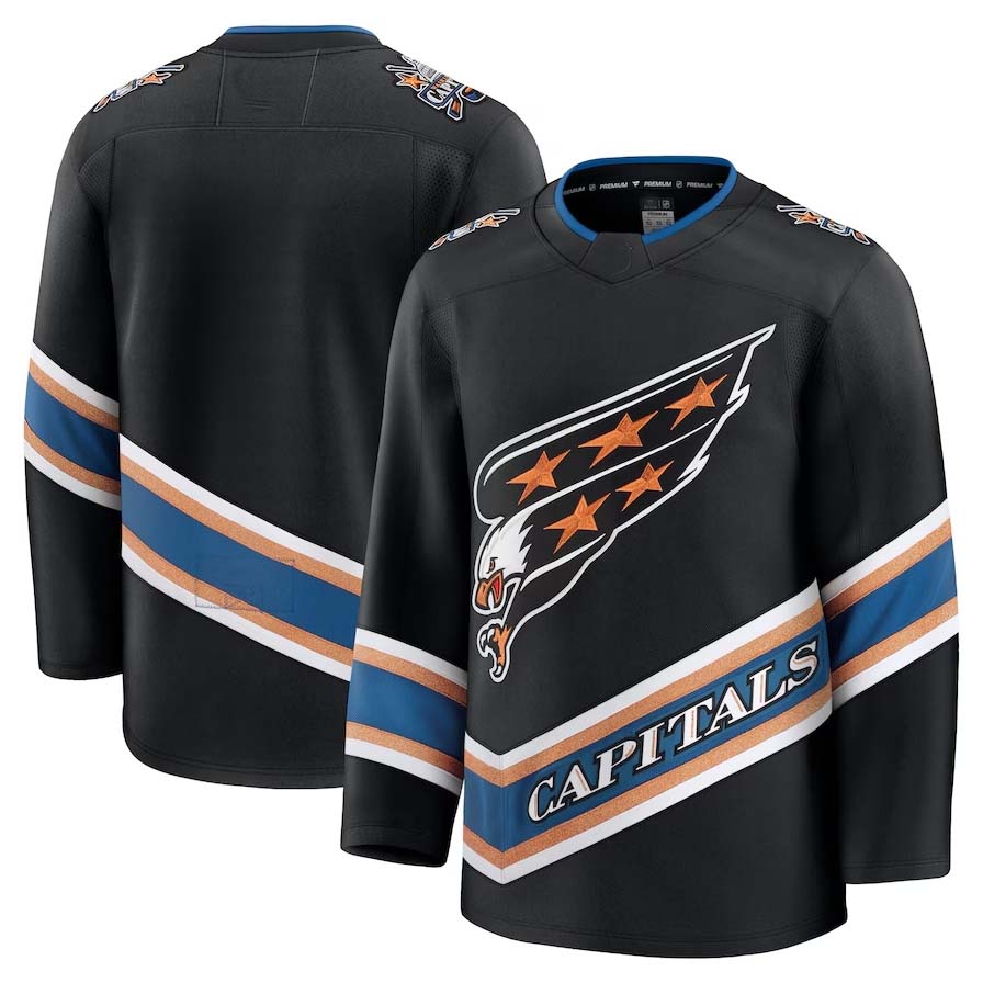 W.Capitals Fanatics Alternate 50th Anniversary Premium Jersey - Black Stitched American Hockey Jerseys