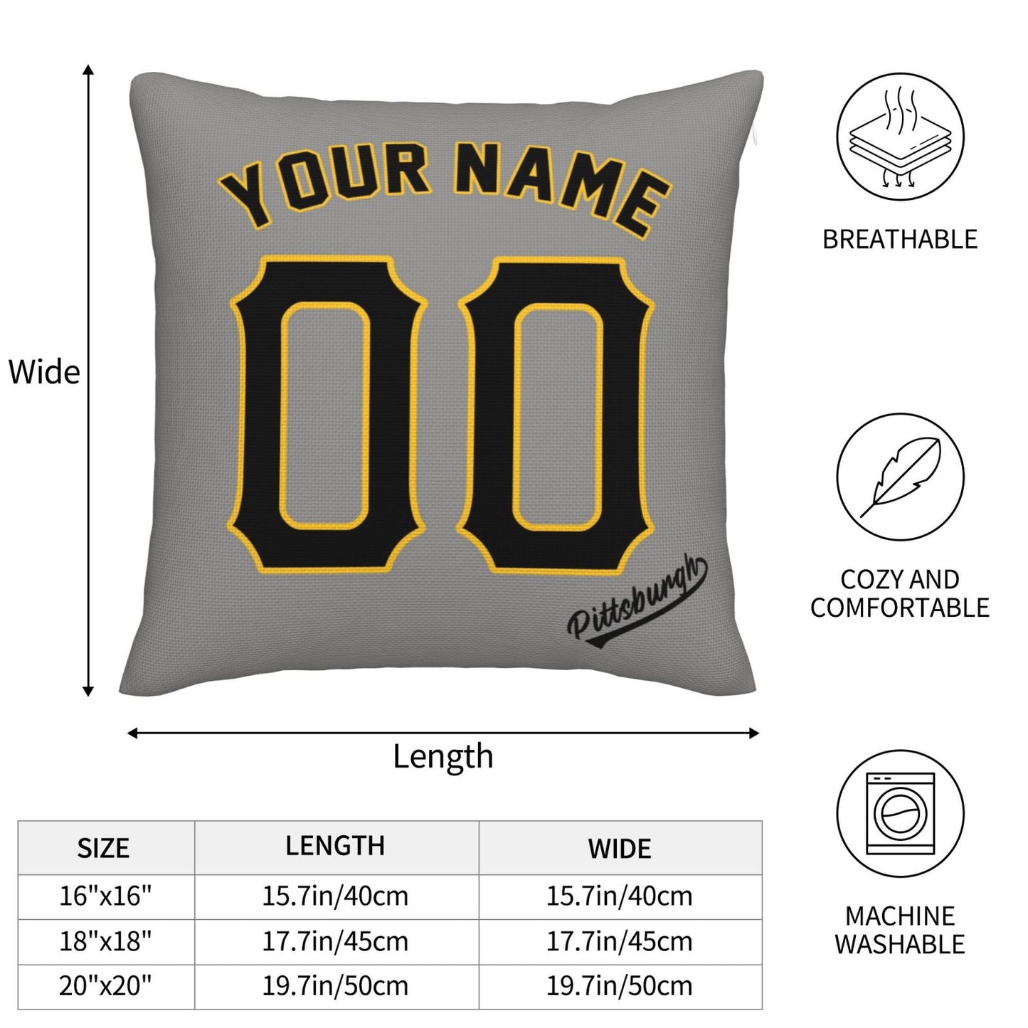 Custom Pittsburgh Pirates Pillow Decorative Throw Pillow Case - Print Personalized Football Team Fans Name & Number Birthday Gift Football Pillows