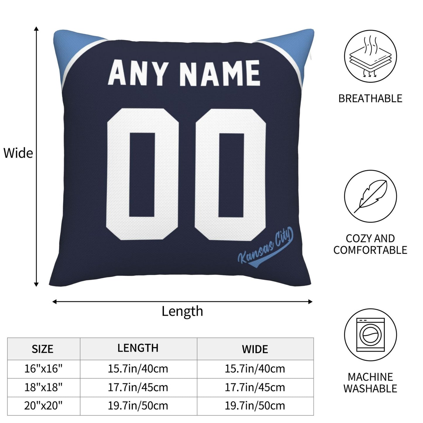 Custom Kansas City Royals Pillow Decorative Throw Pillow Case - Print Personalized Football Team Fans Name & Number Birthday Gift Football Pillows