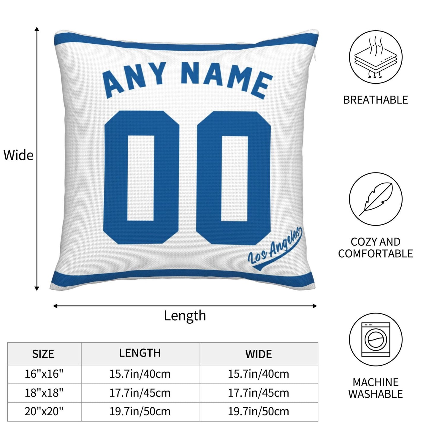 Custom Los Angeles Dodgers Pillow Decorative Throw Pillow Case - Print Personalized Football Team Fans Name & Number Birthday Gift Football Pillows