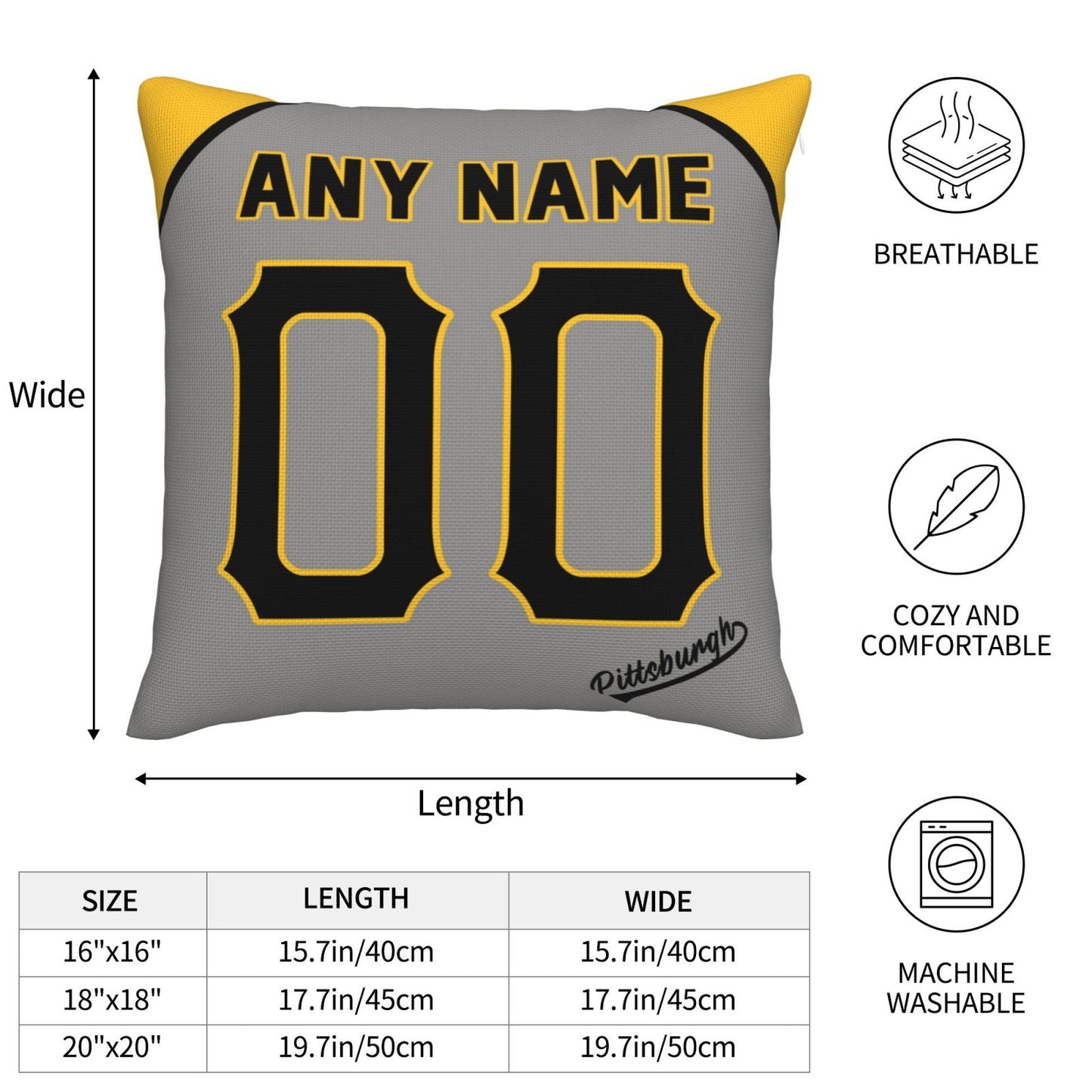 Custom Pittsburgh Pirates Pillow Decorative Throw Pillow Case - Print Personalized Football Team Fans Name & Number Birthday Gift Football Pillows