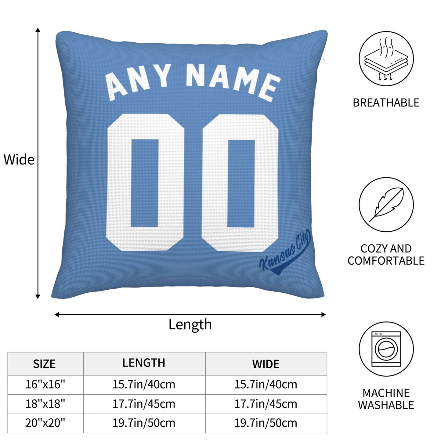 Custom Kansas City Royals Pillow Decorative Throw Pillow Case - Print Personalized Football Team Fans Name & Number Birthday Gift Football Pillows