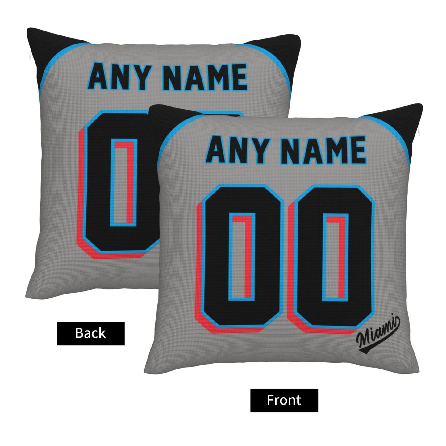 Custom Miami Marlins Pillow Decorative Throw Pillow Case - Print Personalized Football Team Fans Name & Number Birthday Gift Football Pillows