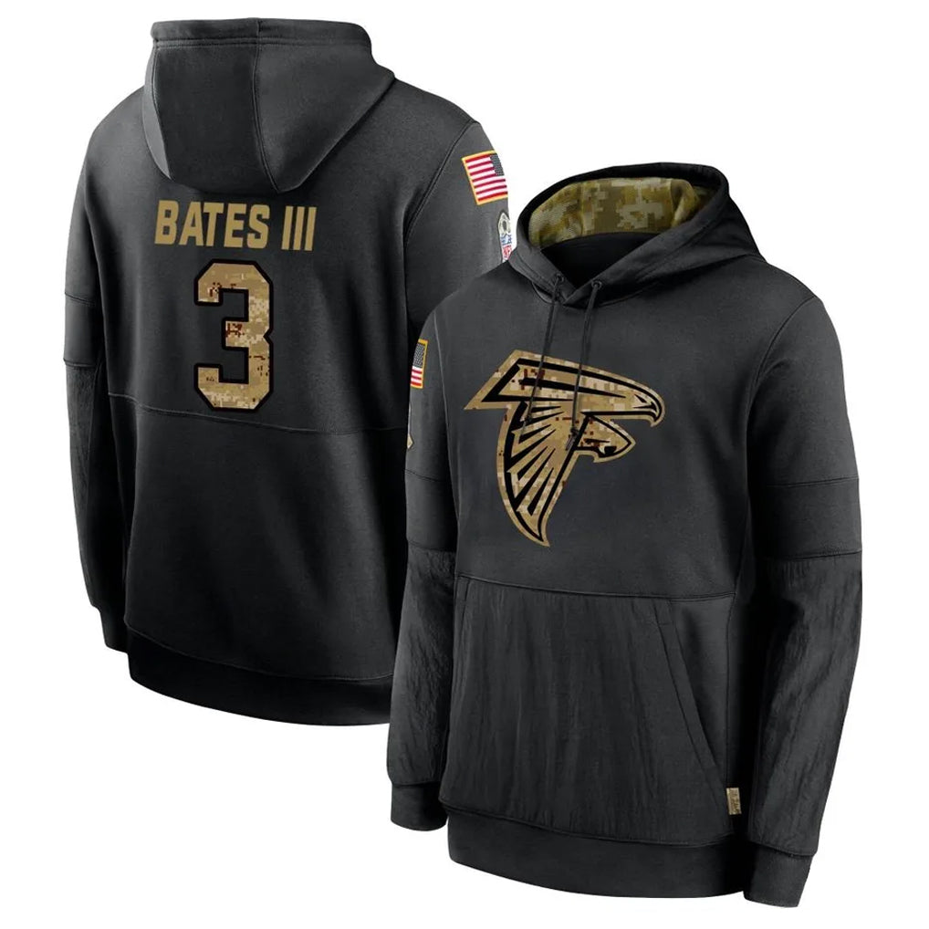 A.Falcons #3 Jessie Bates III Player Black Salute to Service Hoodies BALCE Stitched Jerseys