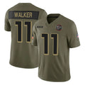 A.Falcons #11 Jalon Walker Player Olive Salute To Service Limited Home Game BALCE Stitched Jerseys