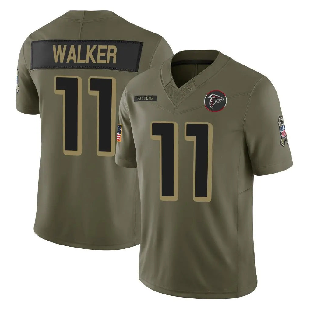 A.Falcons #11 Jalon Walker Player Olive Salute To Service Limited Home Game BALCE Stitched Jerseys