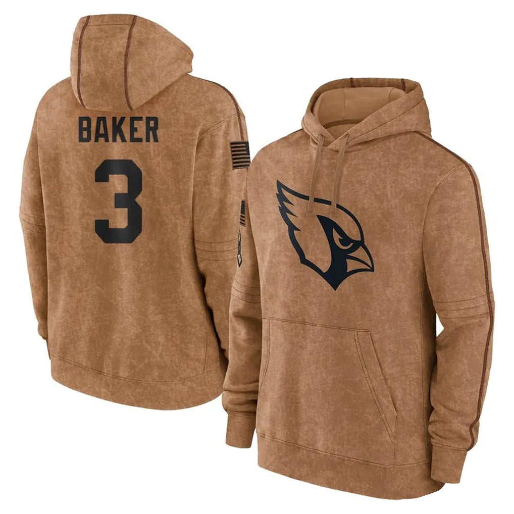 A.Cardinals #3 Budda Baker Player Brown Salute To Service Limited Hoodies BALCE Stitched Jerseys