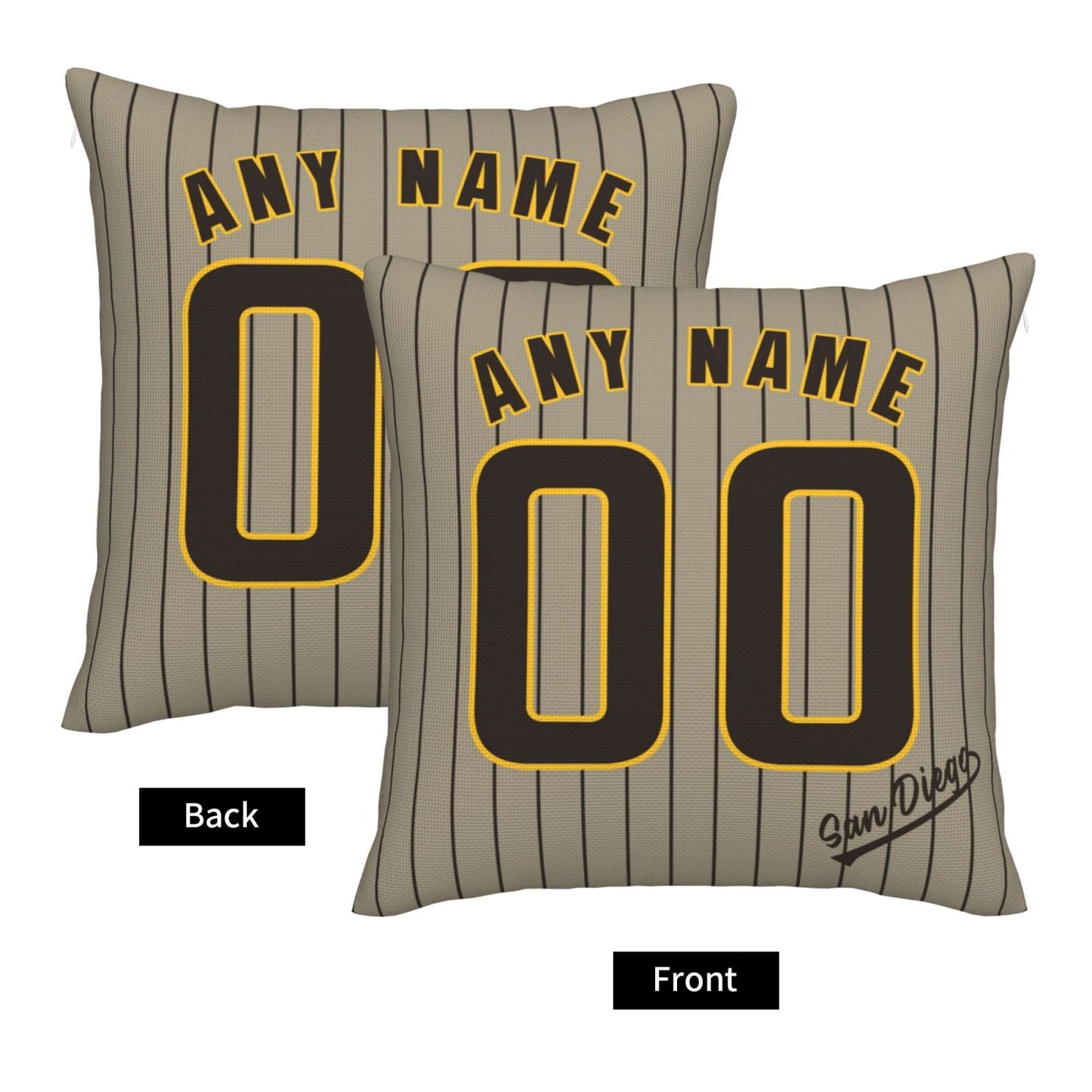 Custom San Diego Padres Pillow Decorative Throw Pillow Case - Print Personalized Football Team Fans Name & Number Birthday Gift Football Pillows
