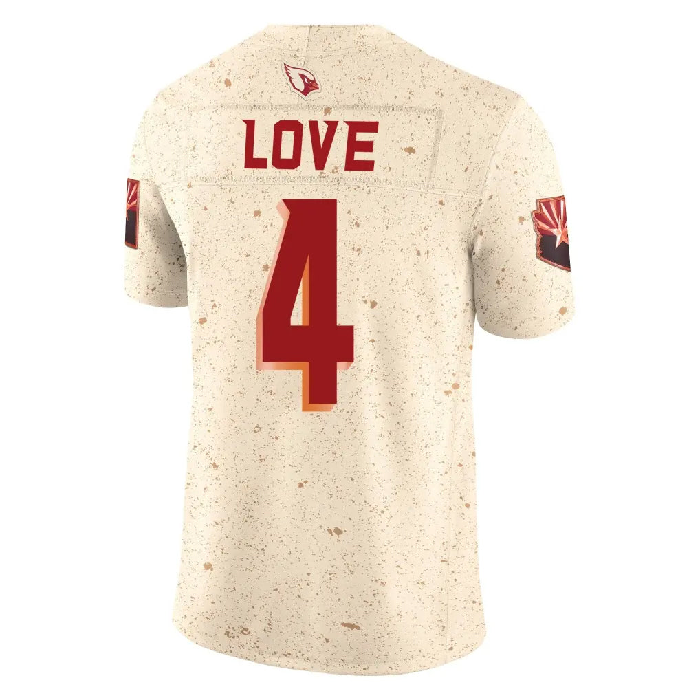 A.Cardinals #4 Jeremiyah Love Player Cream Rivalries Collection Vapor Limited Home Game BALCE Stitched Jerseys