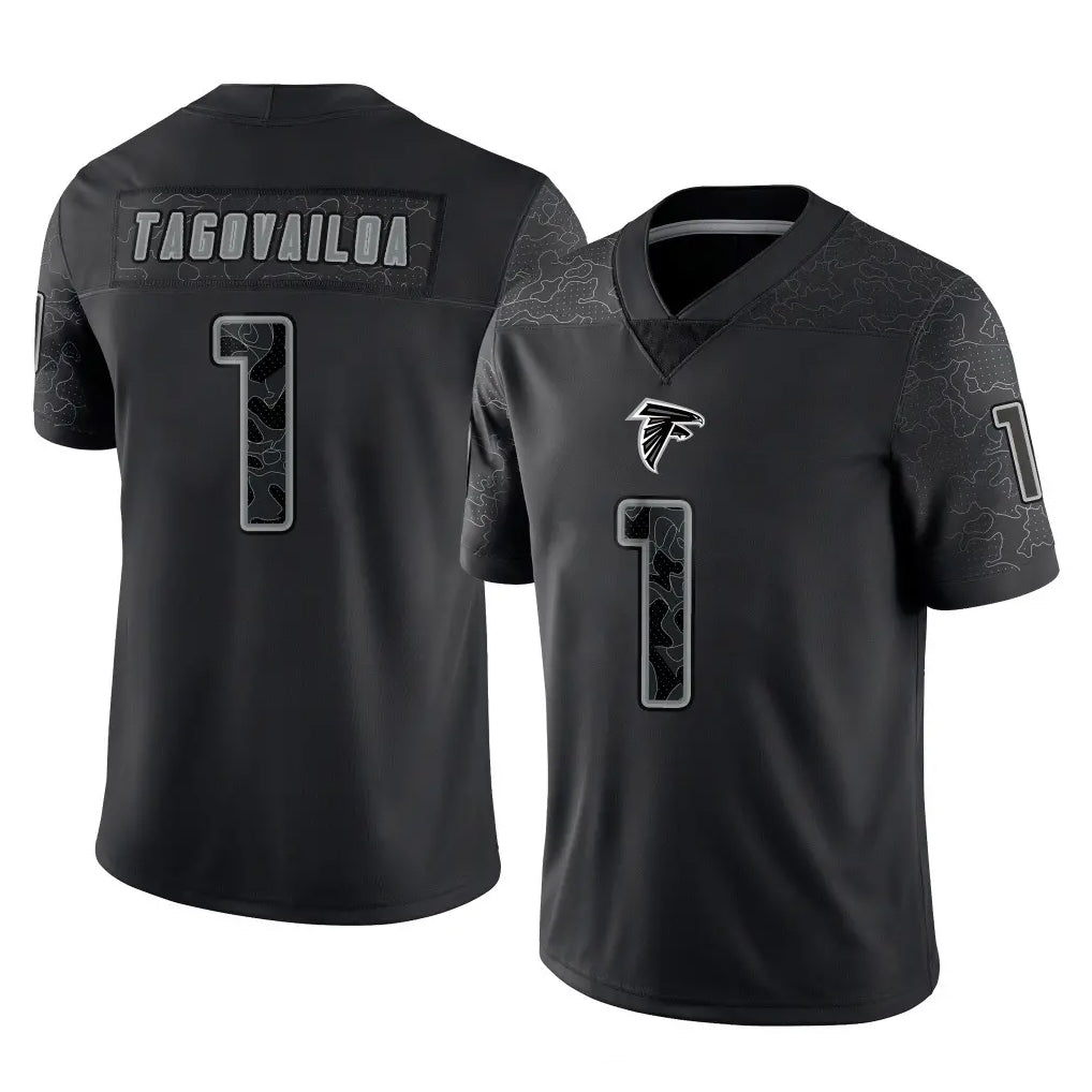 A.Falcons #1 Tua Tagovailoa Player Black RFLCTV Limited Game BALCE Stitched Jerseys