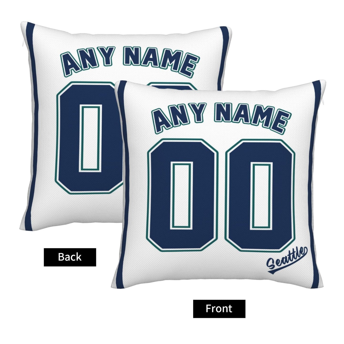 Custom Seattle Mariners Pillow Decorative Throw Pillow Case - Print Personalized Football Team Fans Name & Number Birthday Gift Football Pillows