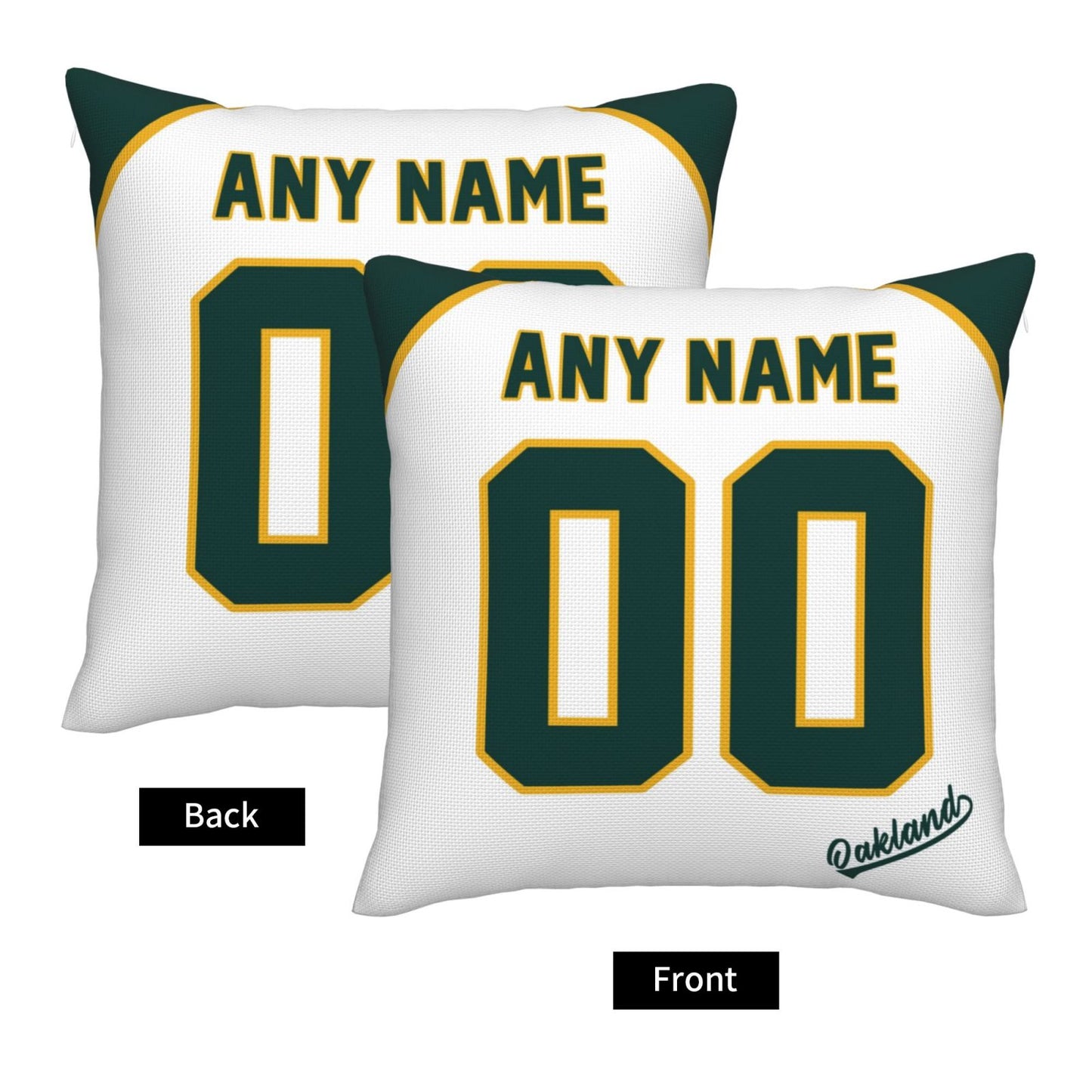 Custom Oakland Athletics Pillow Decorative Throw Pillow Case - Print Personalized Football Team Fans Name & Number Birthday Gift Football Pillows