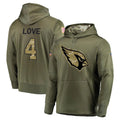 A.Cardinals #4 Jeremiyah Love Player Olive Salute to Service Limited Hoodies BALCE Stitched Jerseys