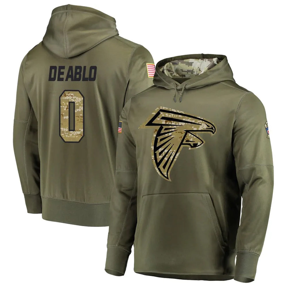 A.Falcons #0 Divine Deablo Player Olive Salute to Service Hoodies BALCE Stitched Jerseys