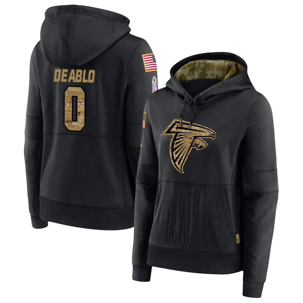 A.Falcons #0 Divine Deablo Player Black Salute to Service Hoodies BALCE Stitched Jerseys