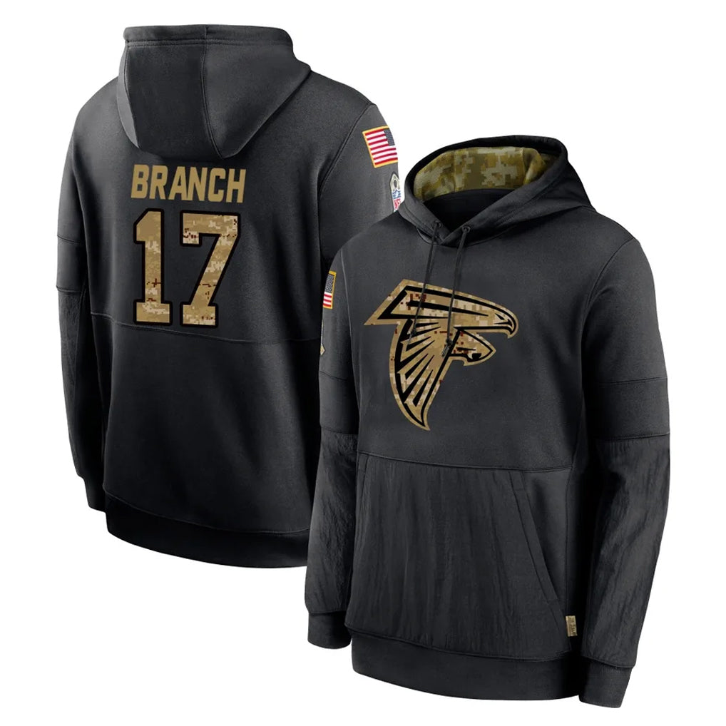 A.Falcons #17 Zachariah Branch Player Black Salute to Service Limited Black Hoodie BALCE Stitched Jerseys