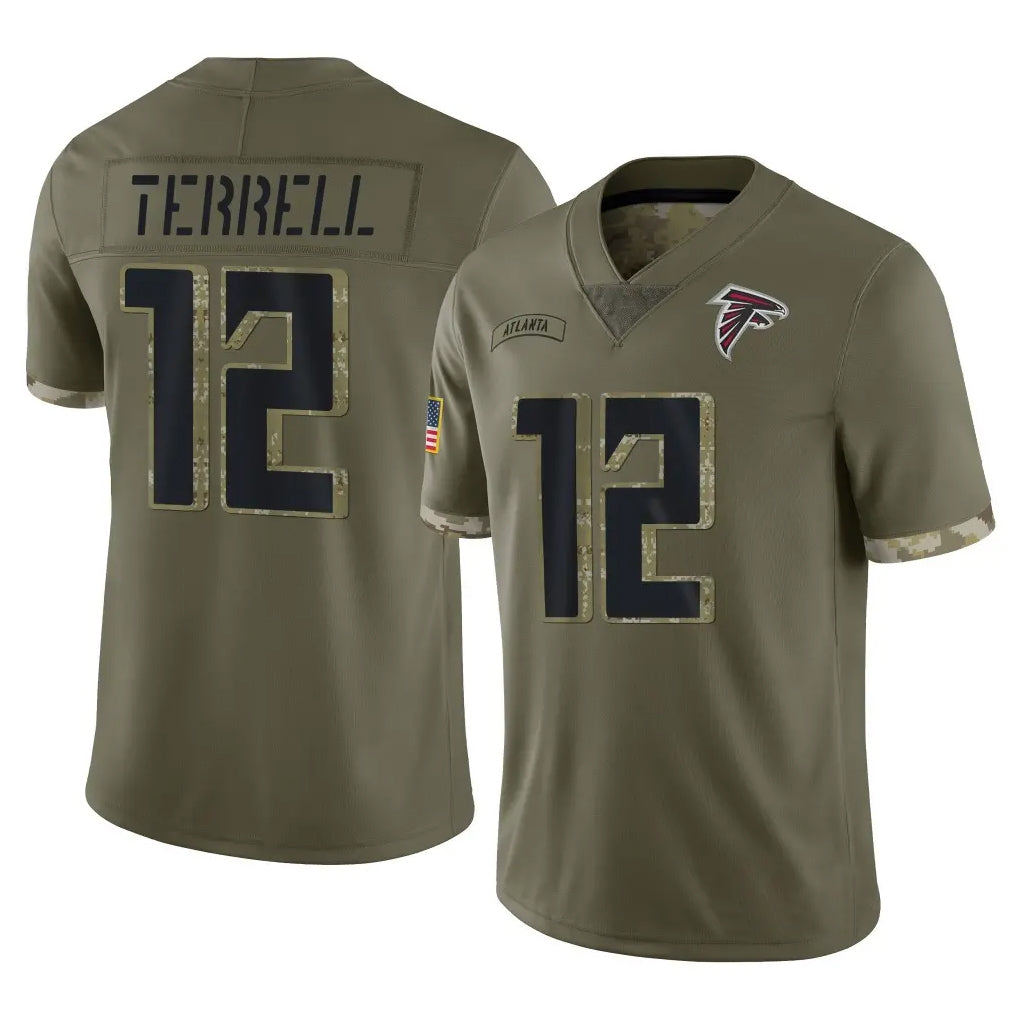 A.Falcons #12 Avieon Terrell Player Olive Salute To Service BALCE Stitched Jerseys