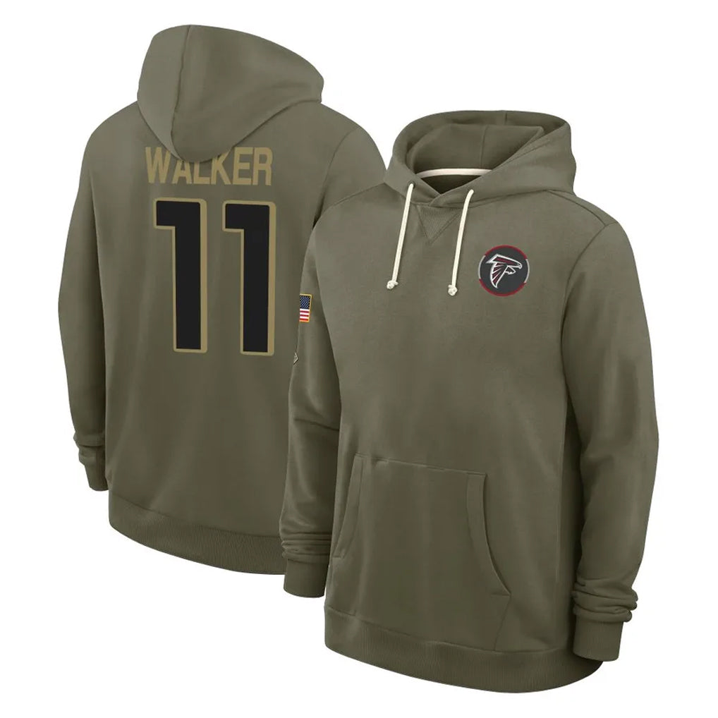 A.Falcons #11 Jalon Walker Player Olive 2025 Salute to Service Hoodies BALCE Stitched Jerseys