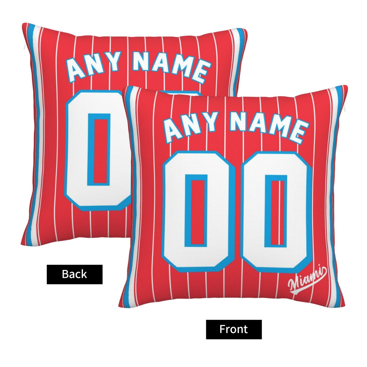 Custom Miami Marlins Pillow Decorative Throw Pillow Case - Print Personalized Football Team Fans Name & Number Birthday Gift Football Pillows