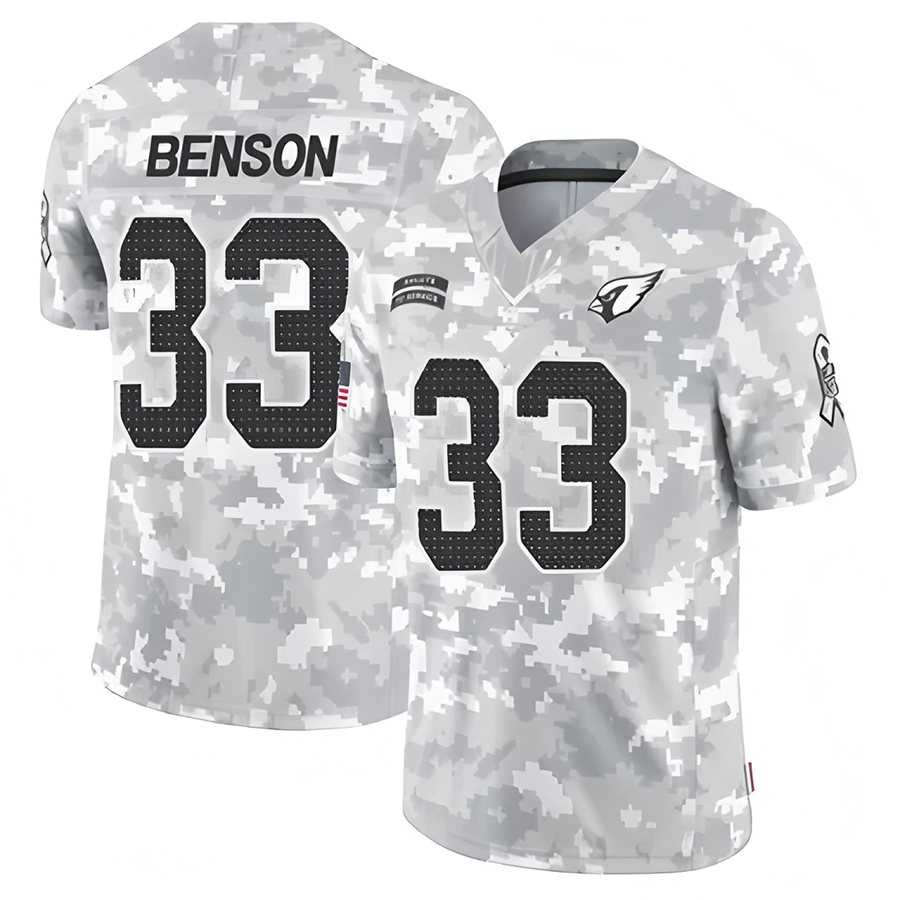 A.Cardinals #33 Trey Benson Player Camo Salute to Service Limited BALCE Stitched Jerseys