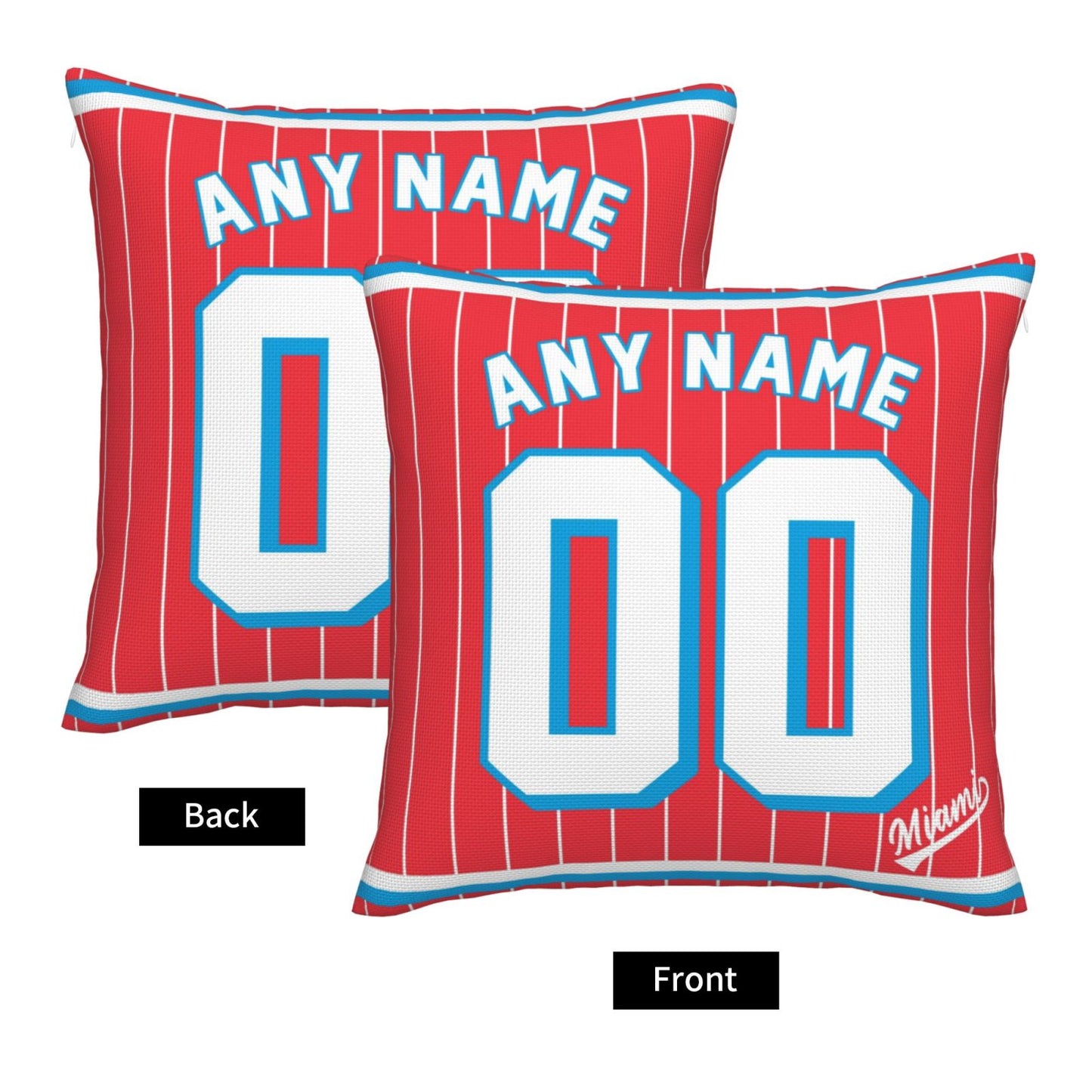 Custom Miami Marlins Pillow Decorative Throw Pillow Case - Print Personalized Football Team Fans Name & Number Birthday Gift Football Pillows