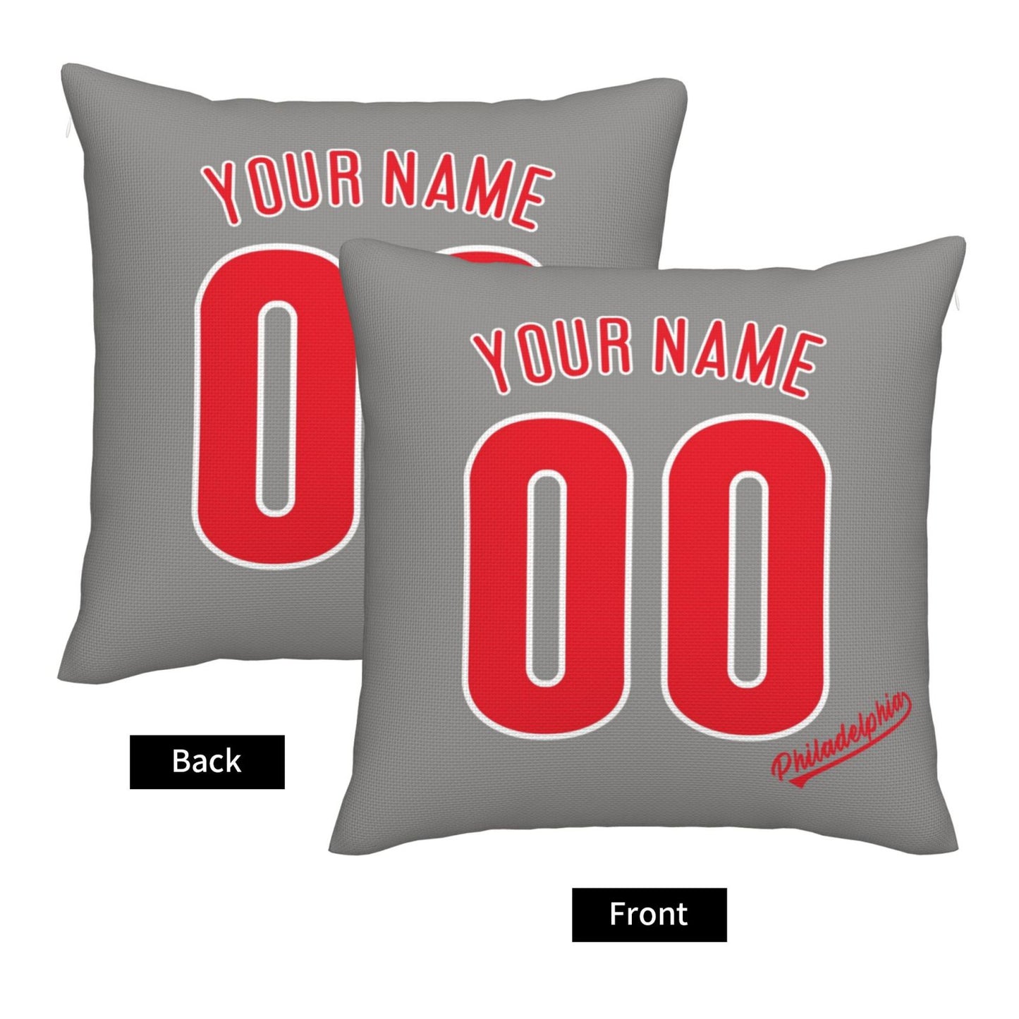 Custom Philadelphia Phillies Pillow Decorative Throw Pillow Case - Print Personalized Football Team Fans Name & Number Birthday Gift Football Pillows