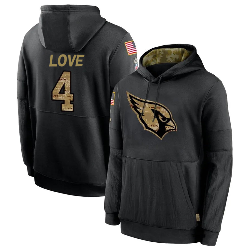 A.Cardinals #4 Jeremiyah Love Player Black Salute to Service Limited Hoodies BALCE Stitched Jerseys