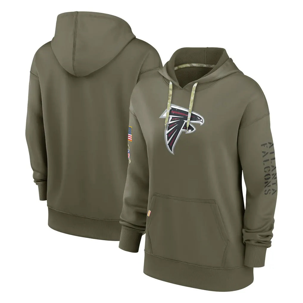 A.Falcons ## Falcons Blank Player Olive 2025 Salute to Service Pullover Hoodie BALCE Stitched Jerseys