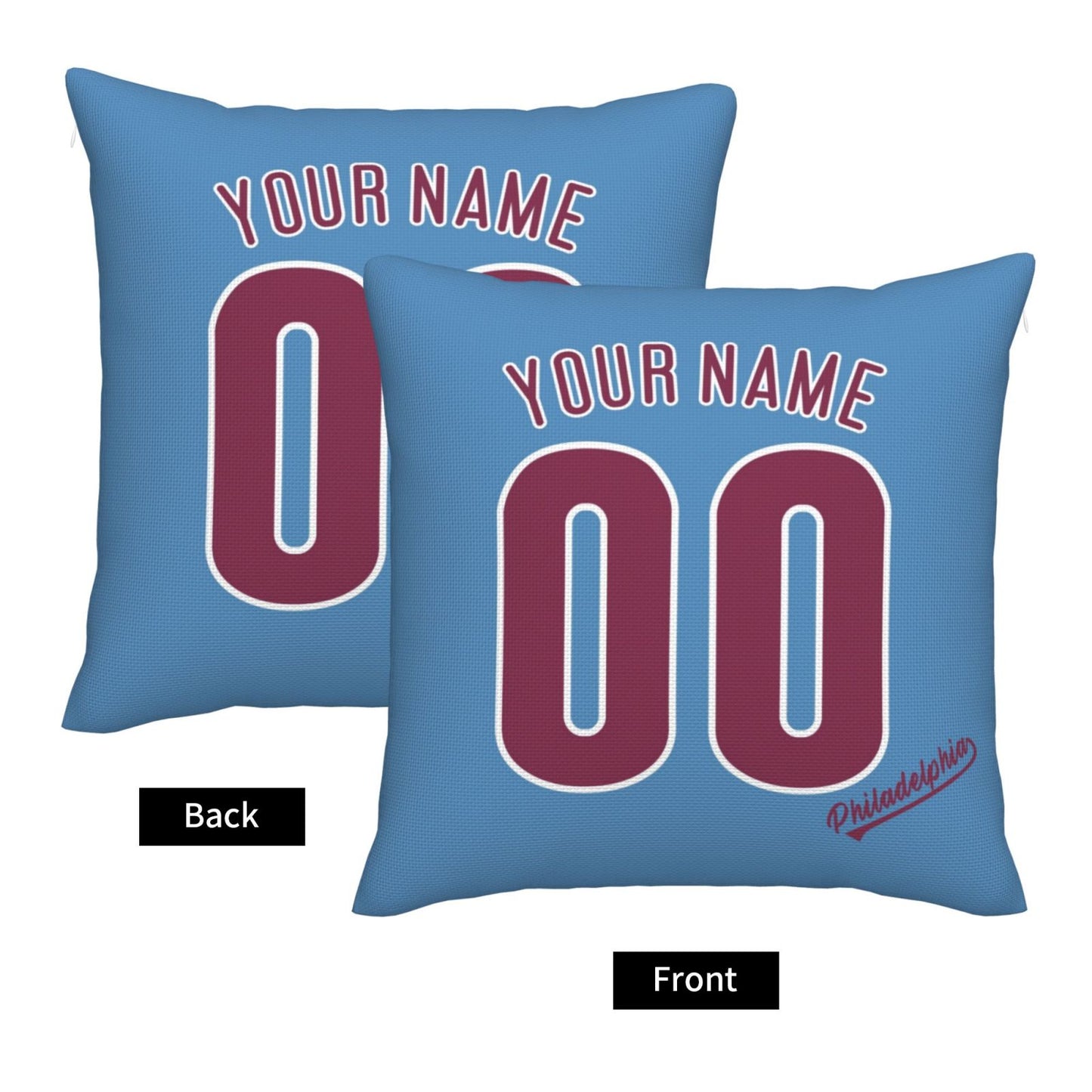 Custom Philadelphia Phillies Pillow Decorative Throw Pillow Case - Print Personalized Football Team Fans Name & Number Birthday Gift Football Pillows