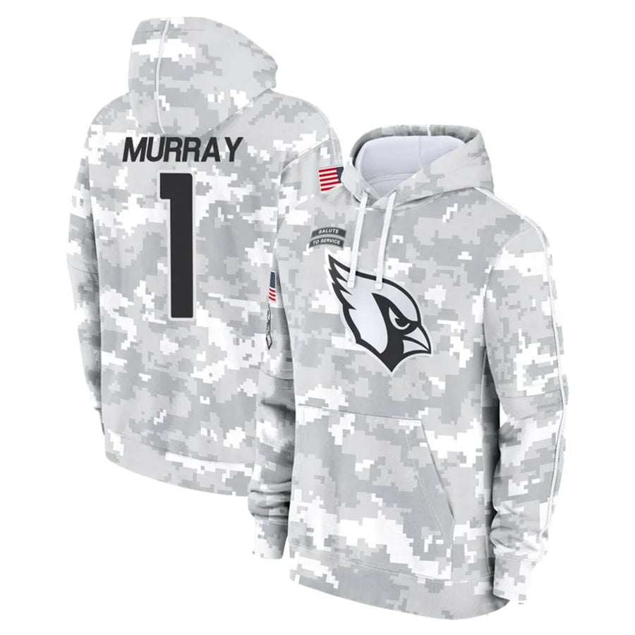 A.Cardinals #1 Kyler Murray Player Camo Salute to Service Hoodies BALCE Stitched Jerseys